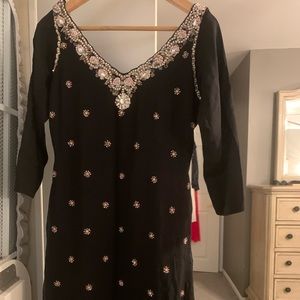 beautiful formal wear shirt and churidar has bottom work